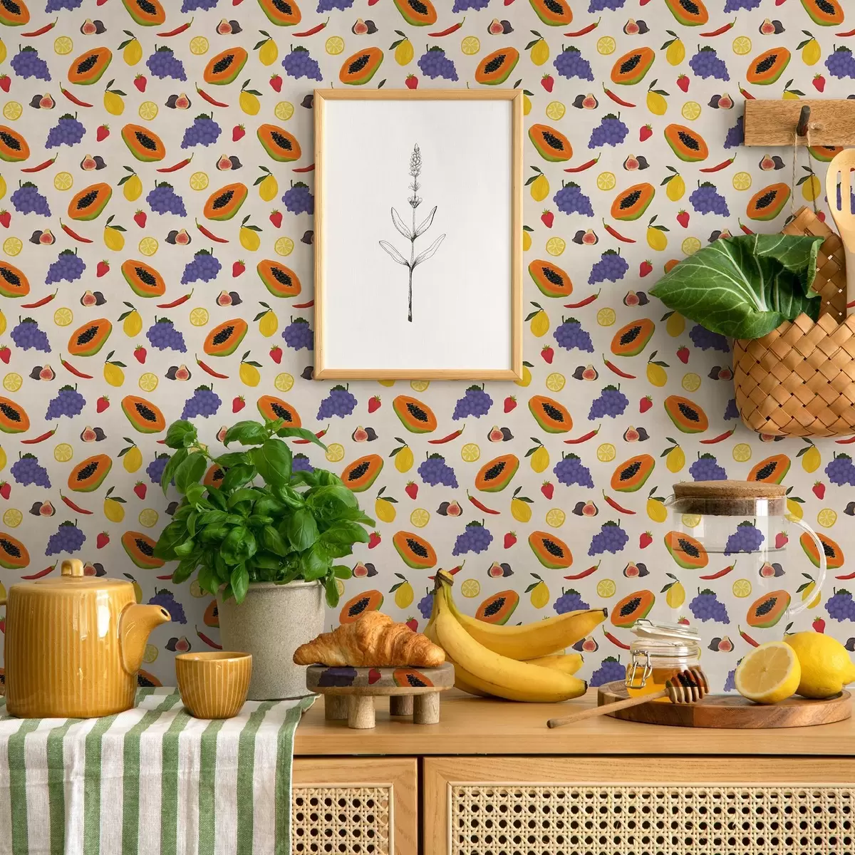 Ozadje Papaja, grozdje in limone — svetla mešanica sadja a00803