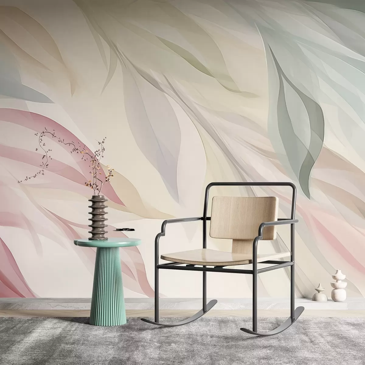 stenske poslikave Ostre večbarvne liste w04742