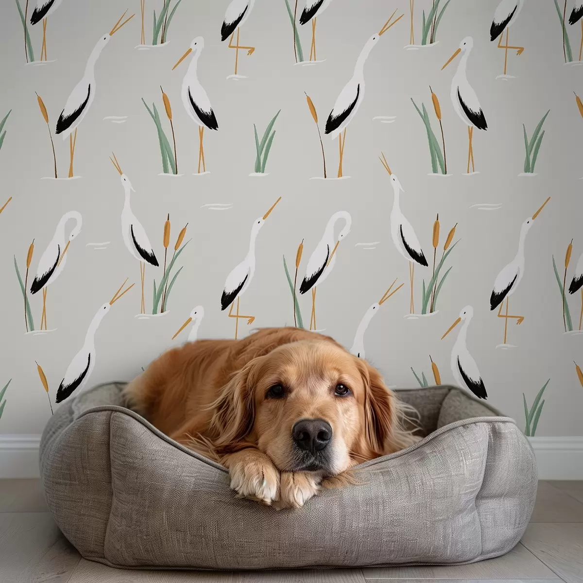 Ozadje Čaplje med trstjem na svetlo sivem ozadju a00650