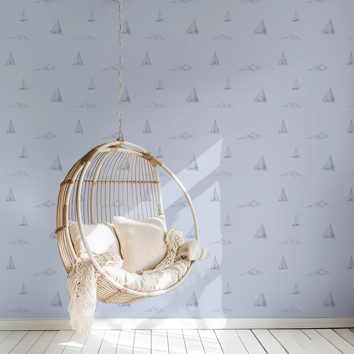 Ozadje Skice jaht in otokov, modro ozadje a00654v3