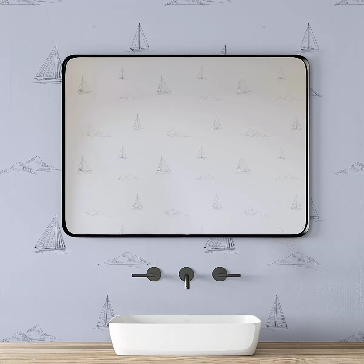 Ozadje Skice jaht in otokov, modro ozadje a00654v3