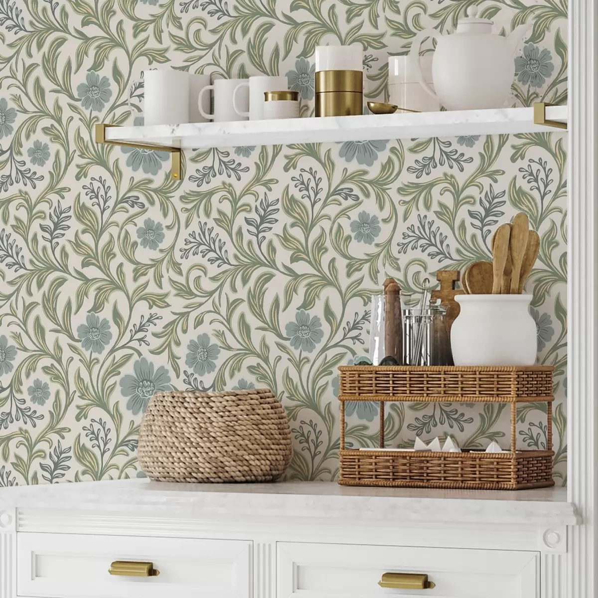 Ozadje Sivkast cvetlični ornament na svetlem ozadju a00712