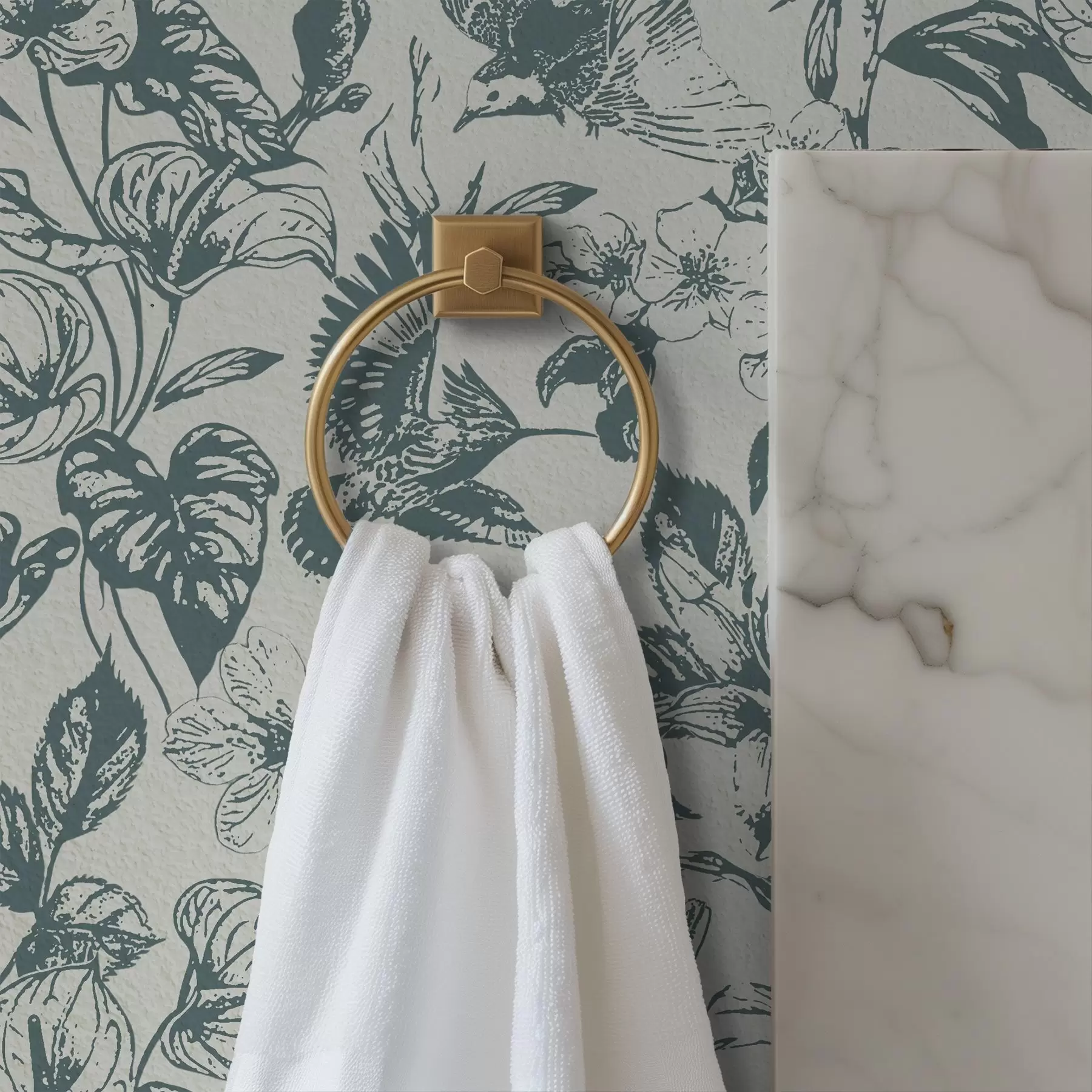 stenske poslikave Enobarvni cvetlični ornament s pticami a00737