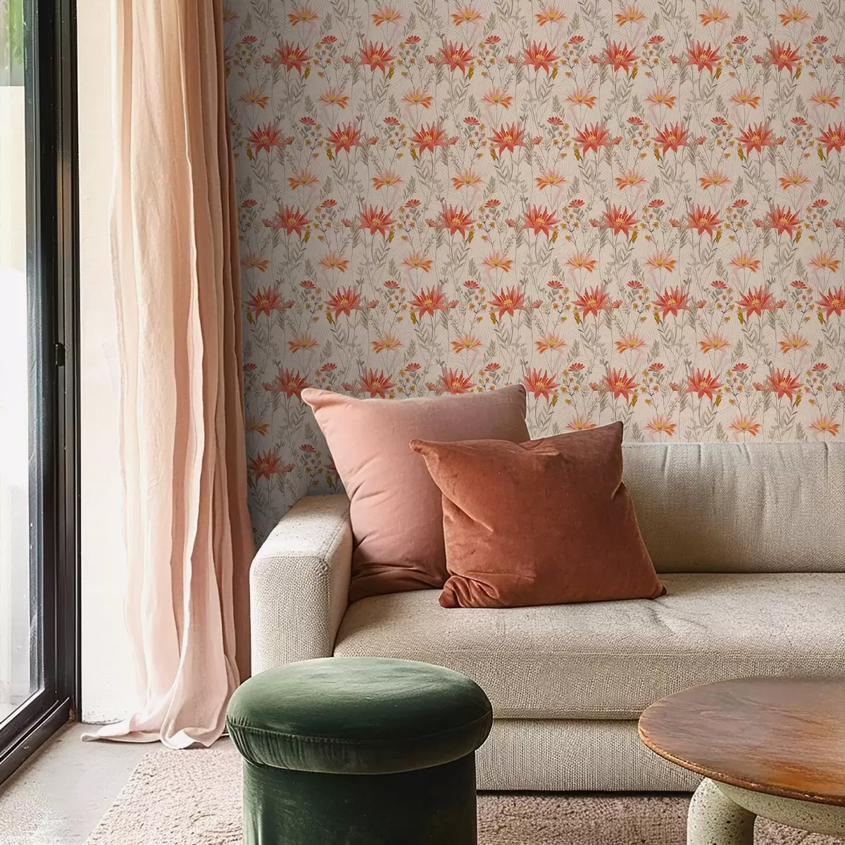 Ozadje Divje rože v toplih tonih na bežnem ozadju a00751