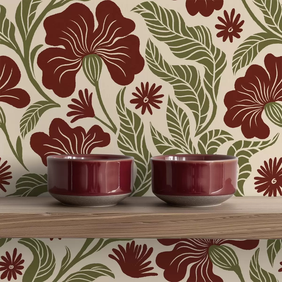 Ozadje Burgundske cvetlice z zelenimi listi na svetlem ozadju a00761