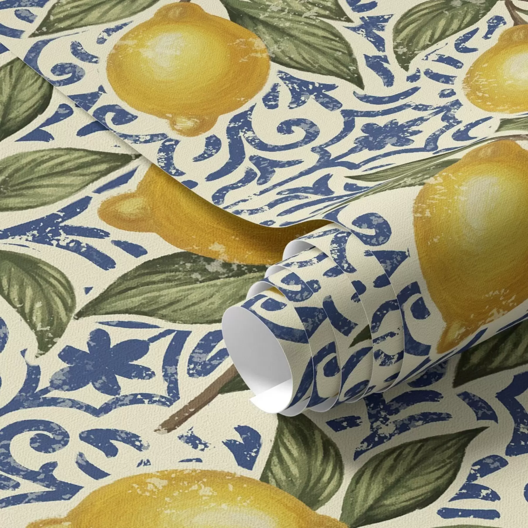 stenske poslikave Limonine veje z modrim okrasnim ozadjem a00763