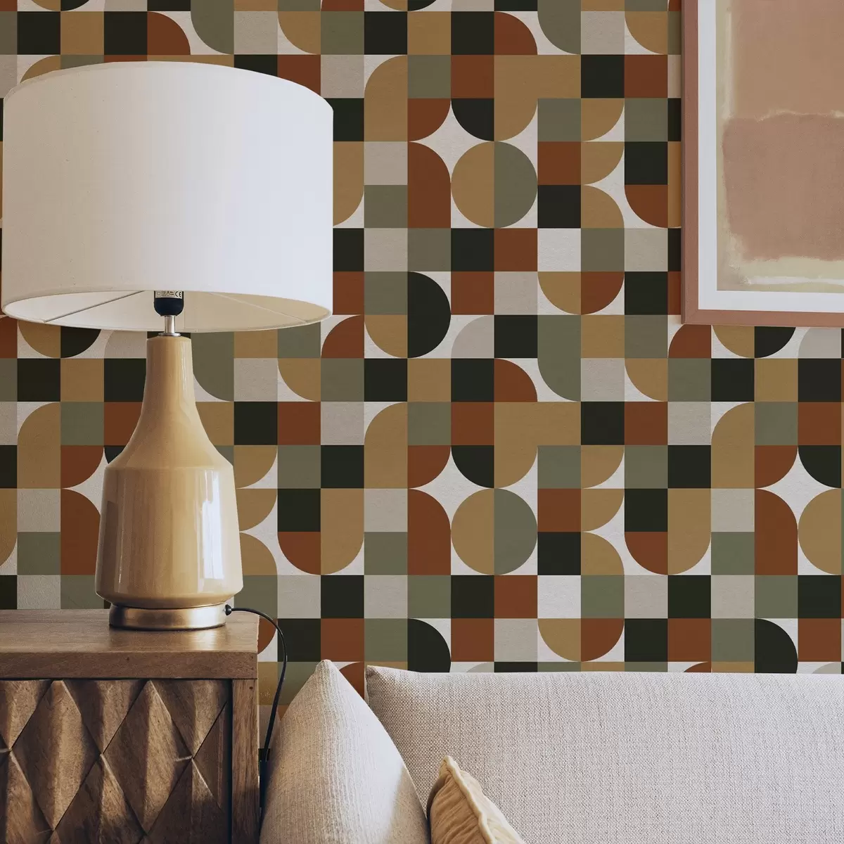 Ozadje Modularna geometrija v toplih zemeljskih tonih a00770