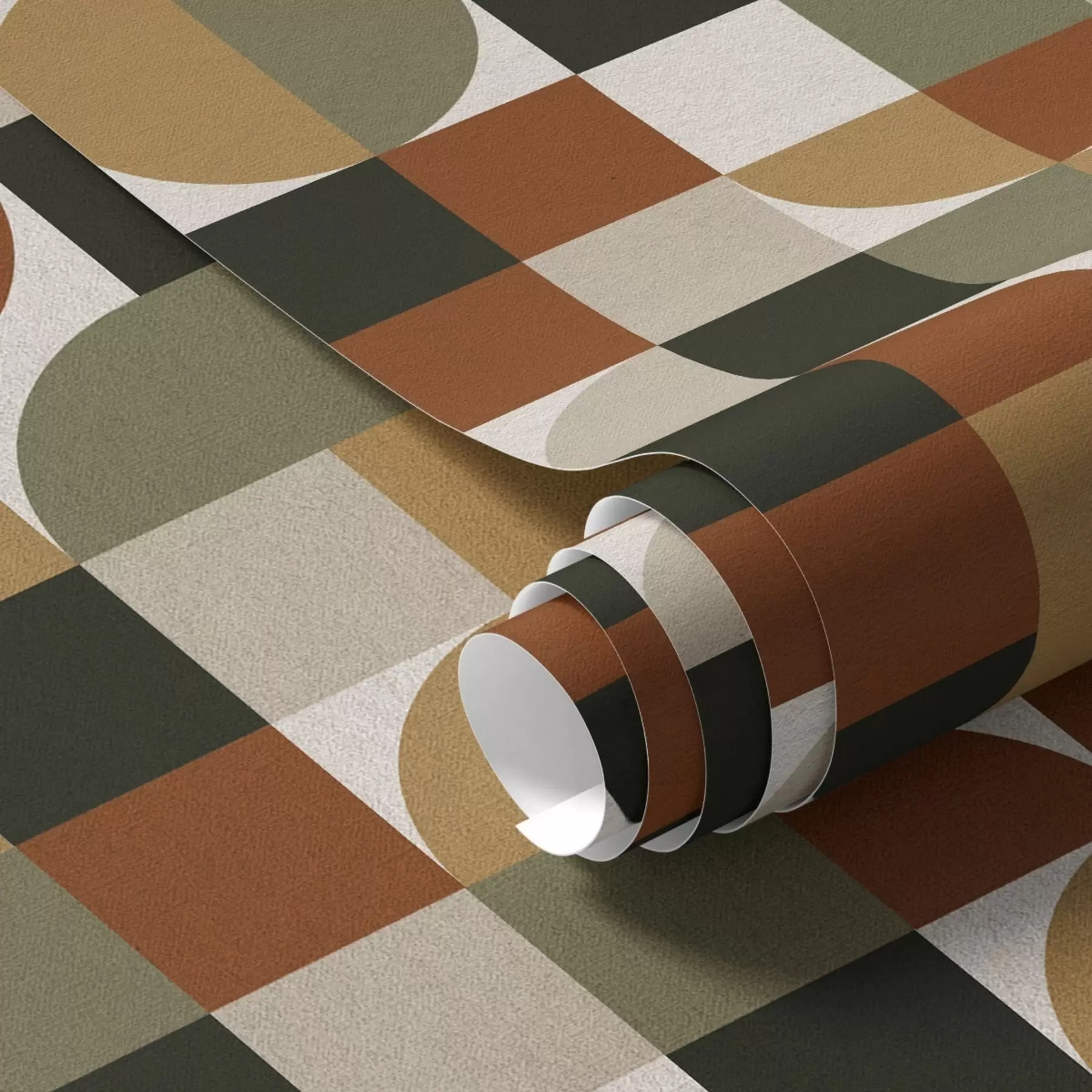 stenske poslikave Modularna geometrija v toplih zemeljskih tonih a00770