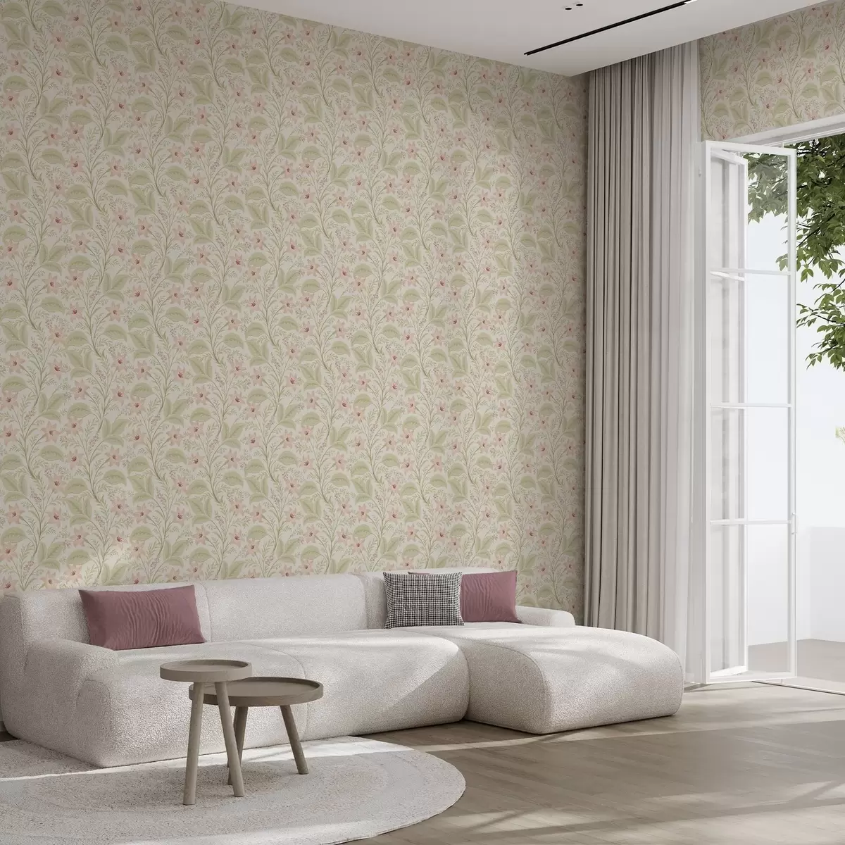 Ozadje Nežni cvetovi in listi v pastelnih odtenkih a00771