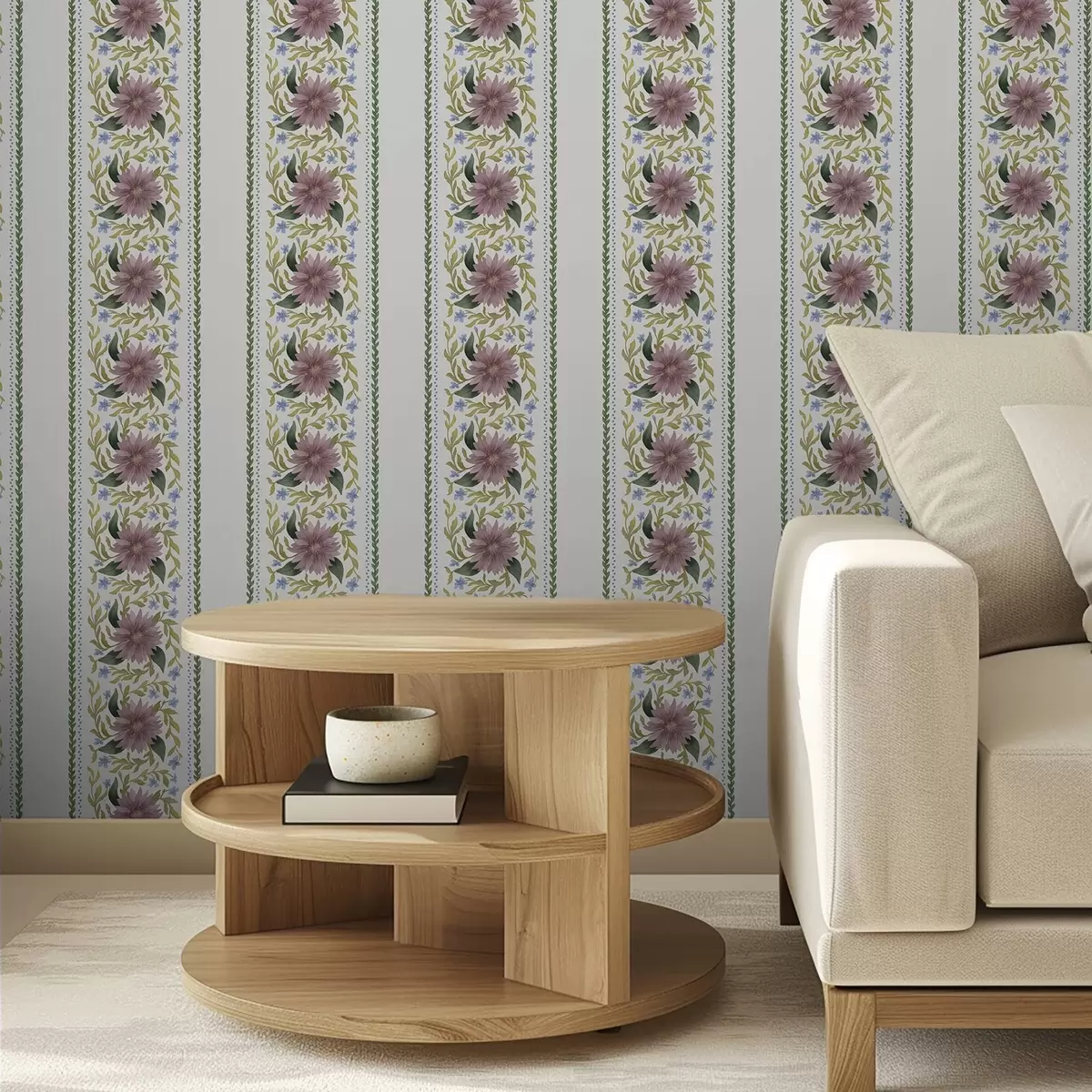 Ozadje Vertikalne cvetlične črte v lila-modrih odtenkih a00809