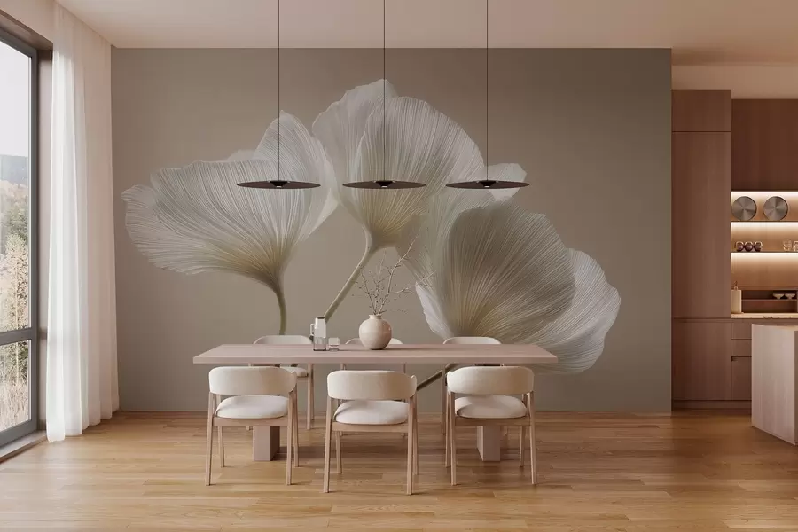 stenske poslikave tri nežne rože na bežnem ozadju w04810