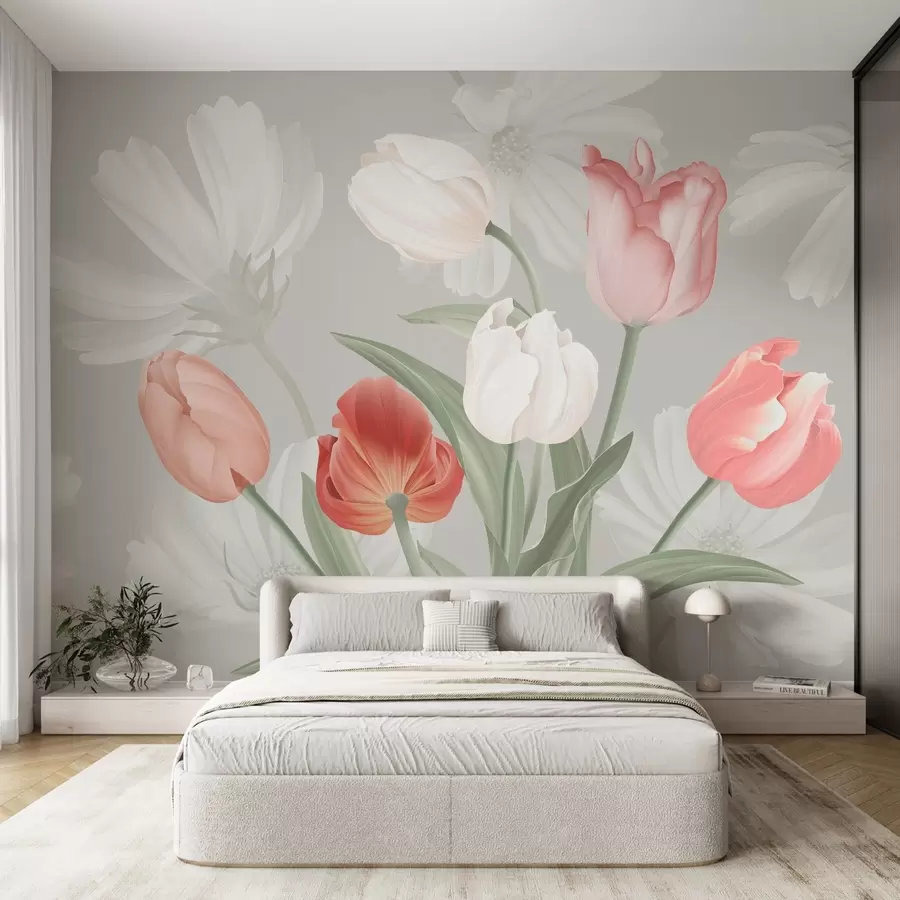 stenske poslikave Cvetni šopek s tulipani w04784