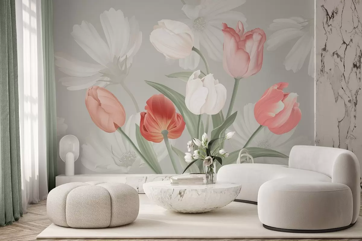stenske poslikave Cvetni šopek s tulipani w04784