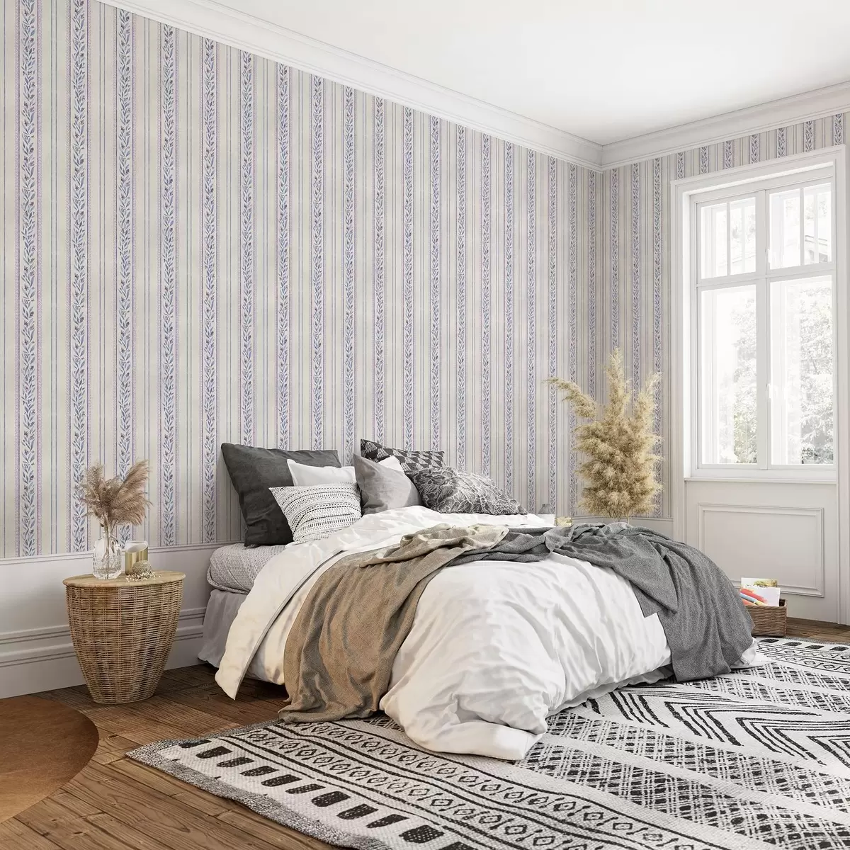 Ozadje Vertikalne črte z lavandino girlandami, bež ozadje a00813v1 Ozadje Vertikalne črte z lavandino girlandami, bež ozadje a00813v1