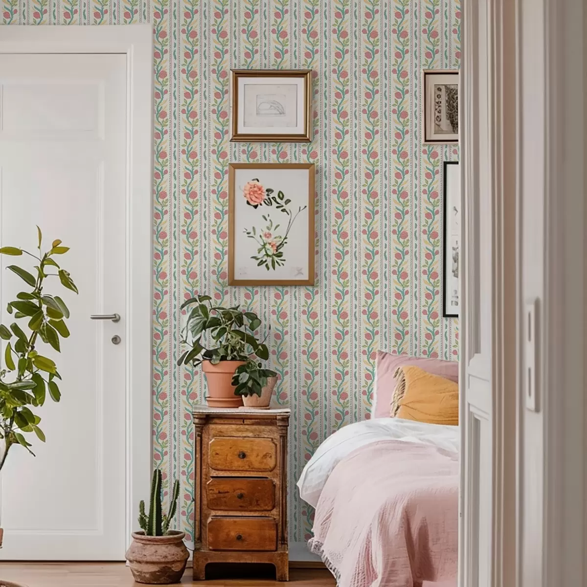 Ozadje Črte s koralnimi popki na svetlo kremastem ozadju a00816v1