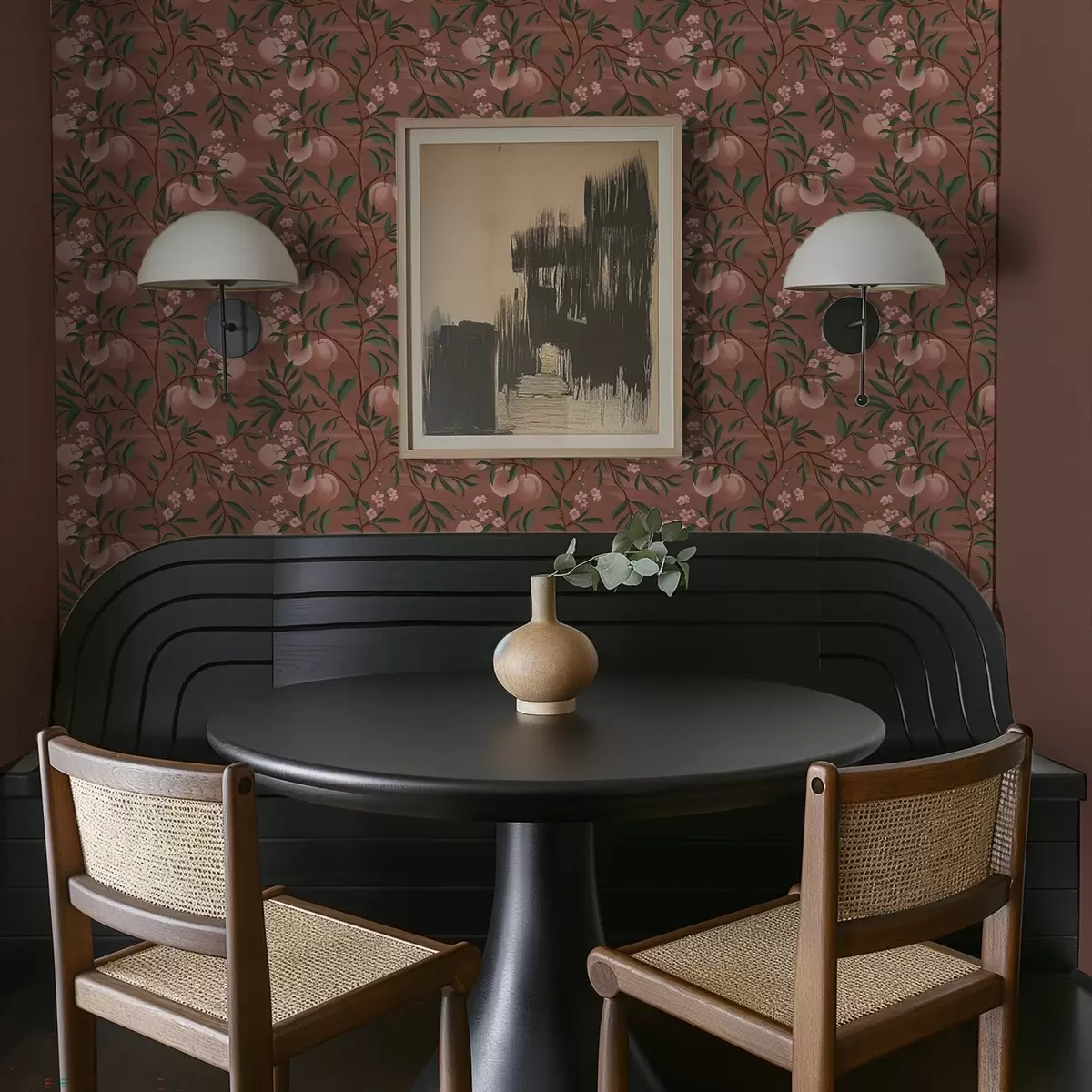 Ozadje Breskve na vejah z rožnatimi cvetovi, terakotna tla a00856 Ozadje Breskve na vejah z rožnatimi cvetovi, terakotna tla a00856