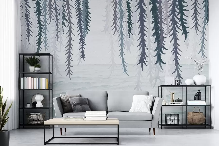 stenske poslikave Nežne vinske trte, ki visijo nad vodo, v akvarelnem slogu w04830v3