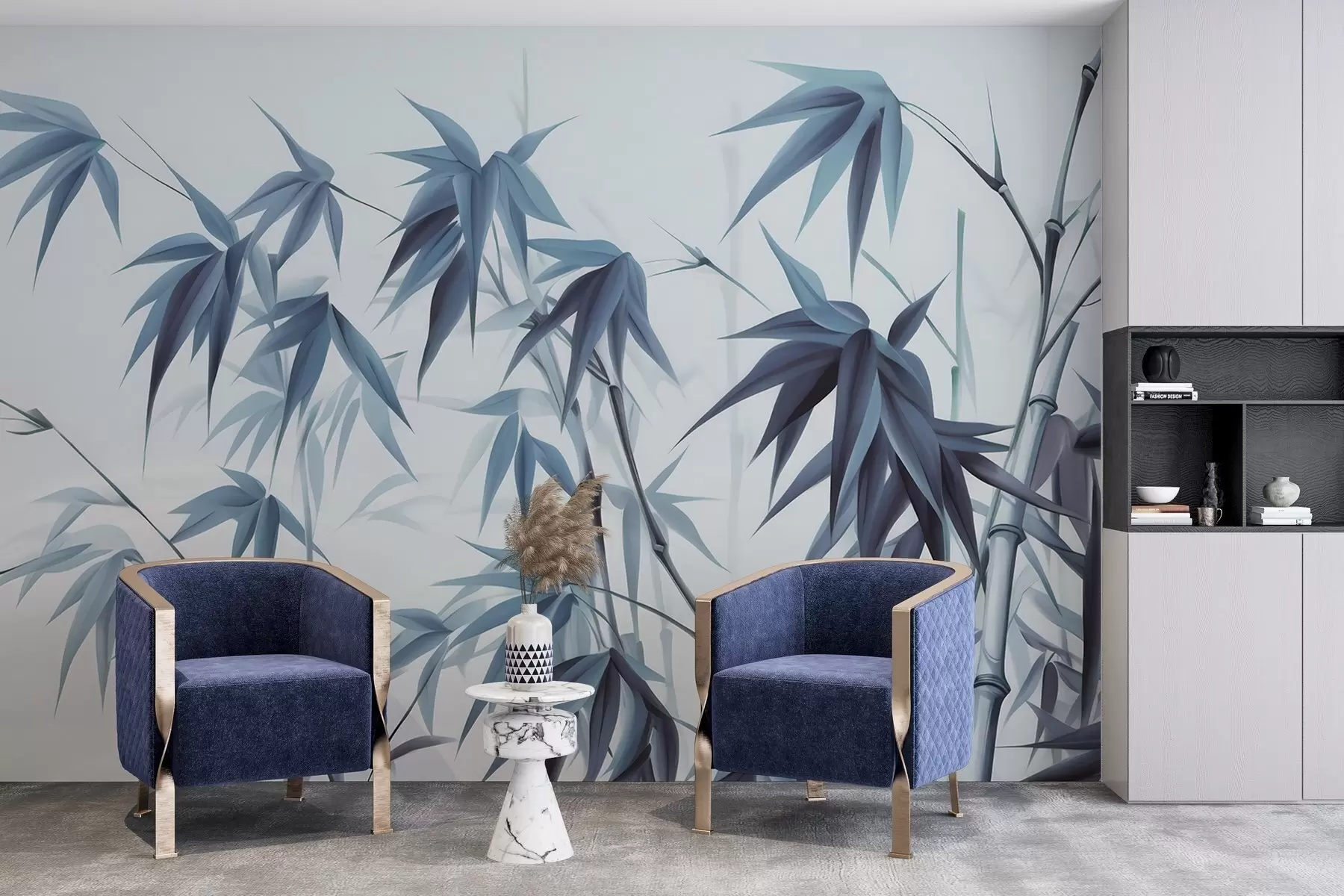 stenske poslikave Bambus na svetlem akvarelnem ozadju w04834v2