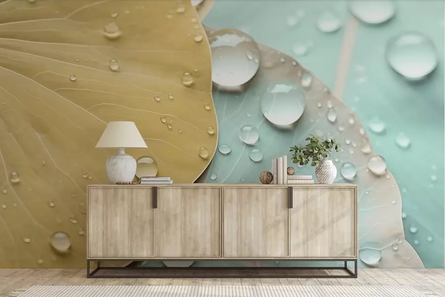 stenske poslikave Kapljice vode na listih makro akvarel w04838v1