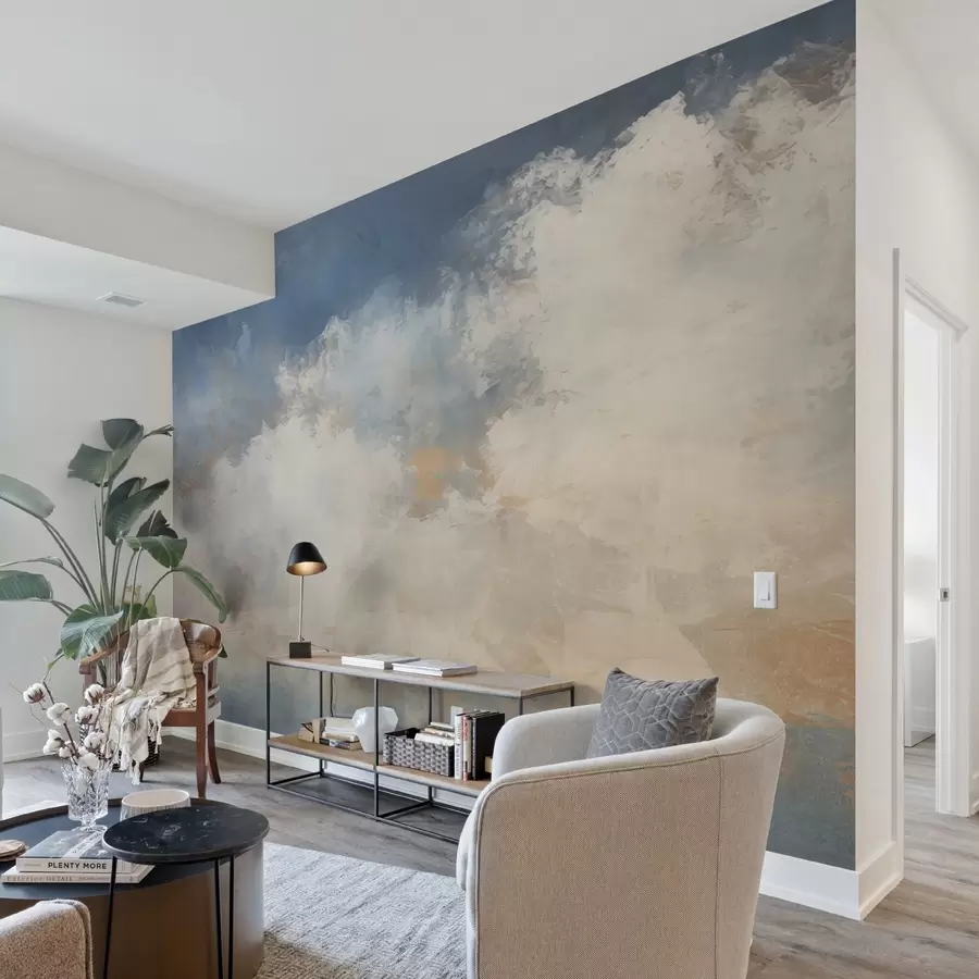 stenske poslikave Abstraktna podoba oblakov v slogu loft w04841