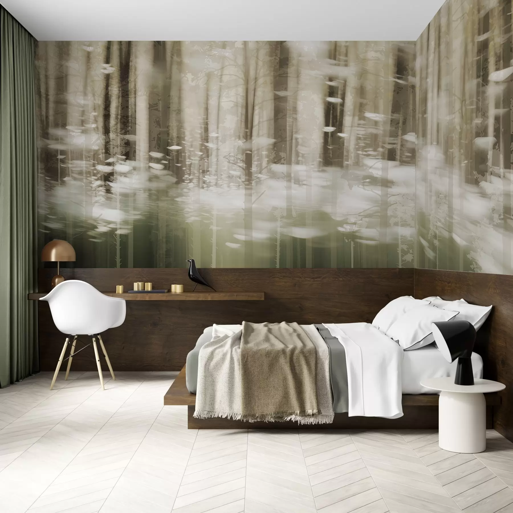 stenske poslikave Stilizirani debla dreves v pastelnih barvah w04844