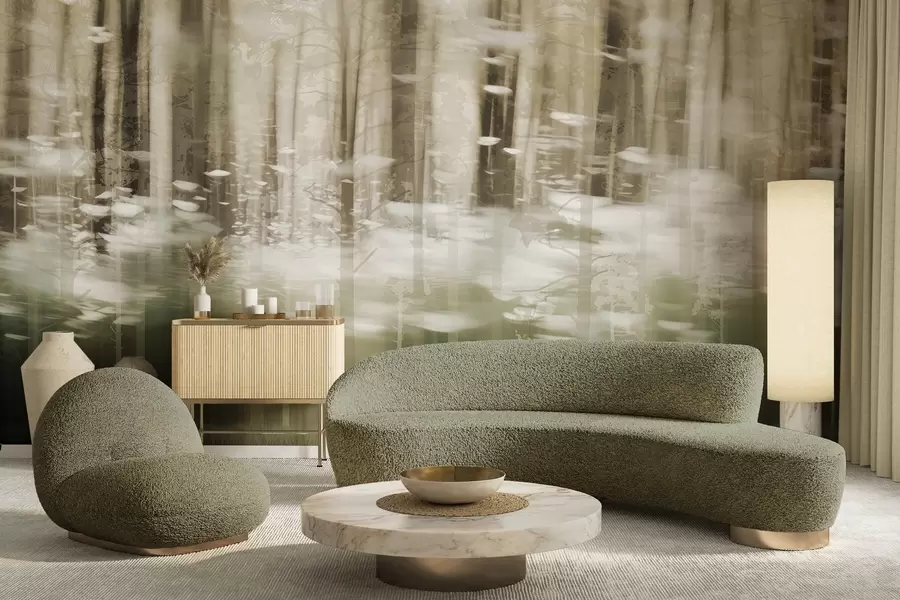 stenske poslikave Stilizirani debla dreves v pastelnih barvah w04844