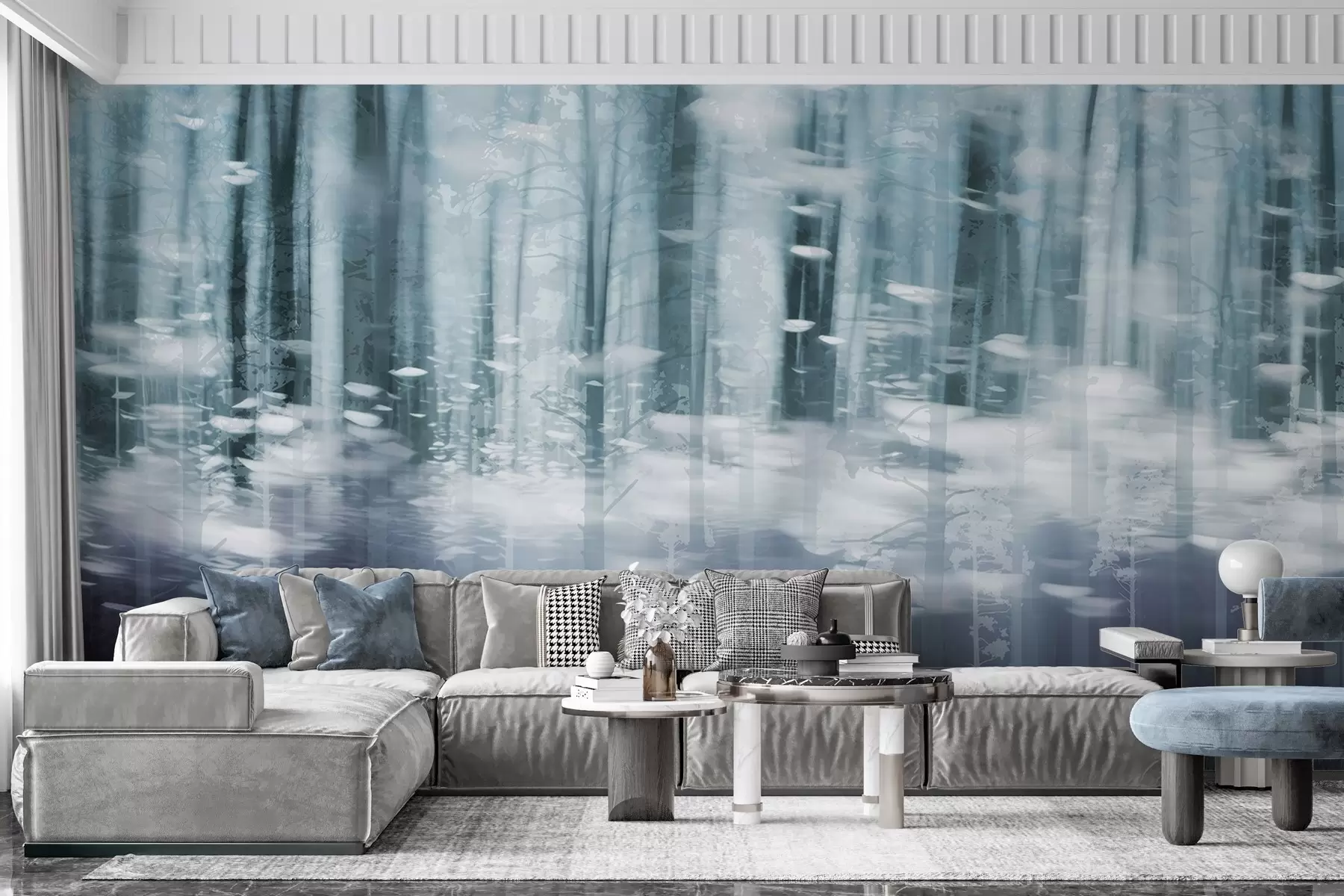 stenske poslikave Stilizirani debla dreves v pastelnih barvah w04844v1