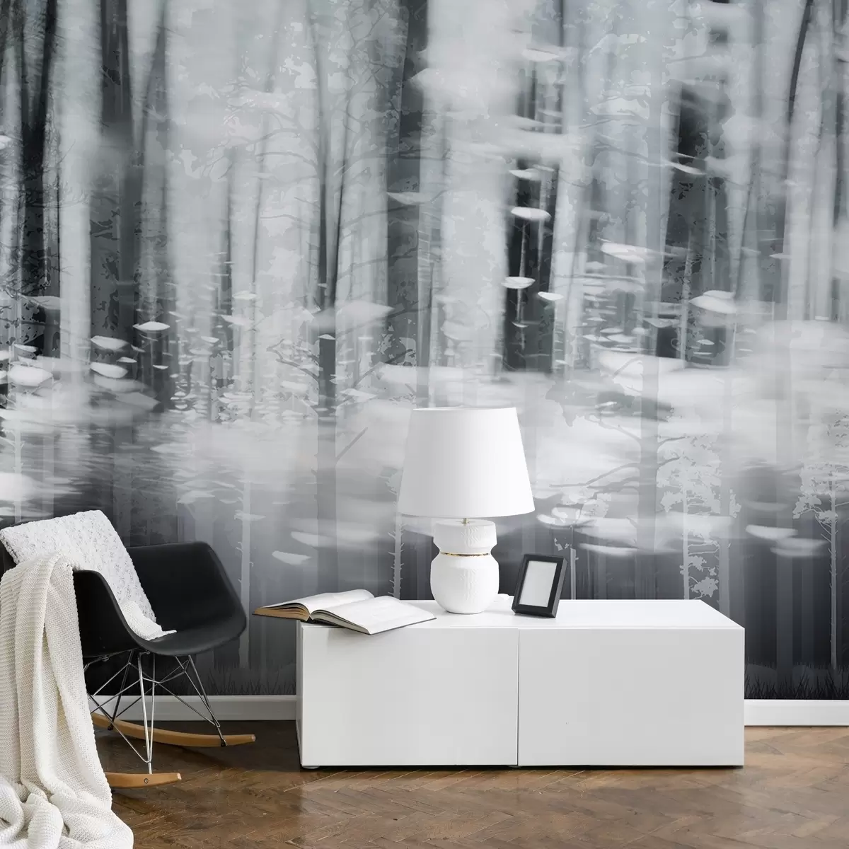 stenske poslikave Stilizirani debla dreves v pastelnih barvah w04844v2