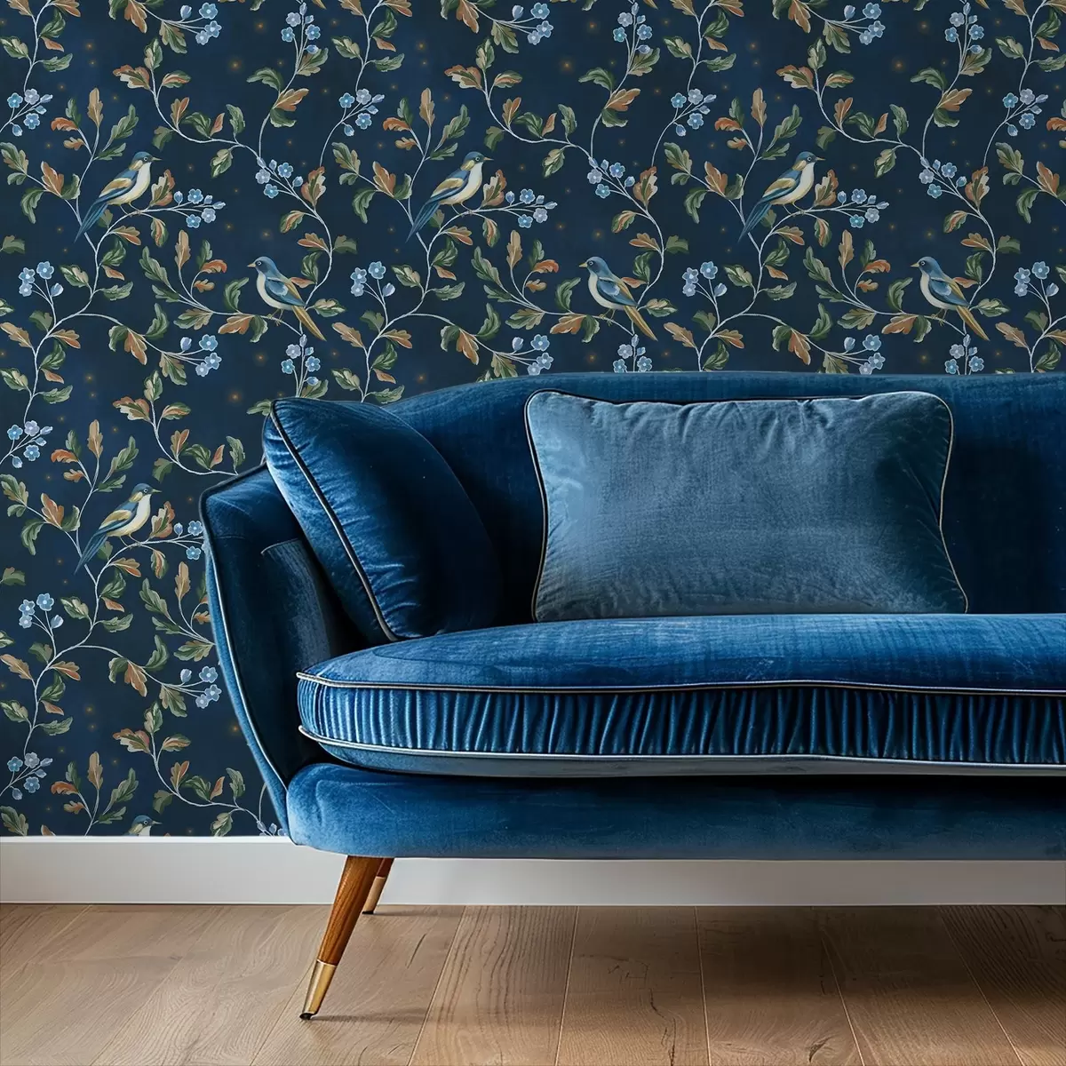 stenske poslikave Prsi na vejah, nočno modro ozadje z iskrami a00858