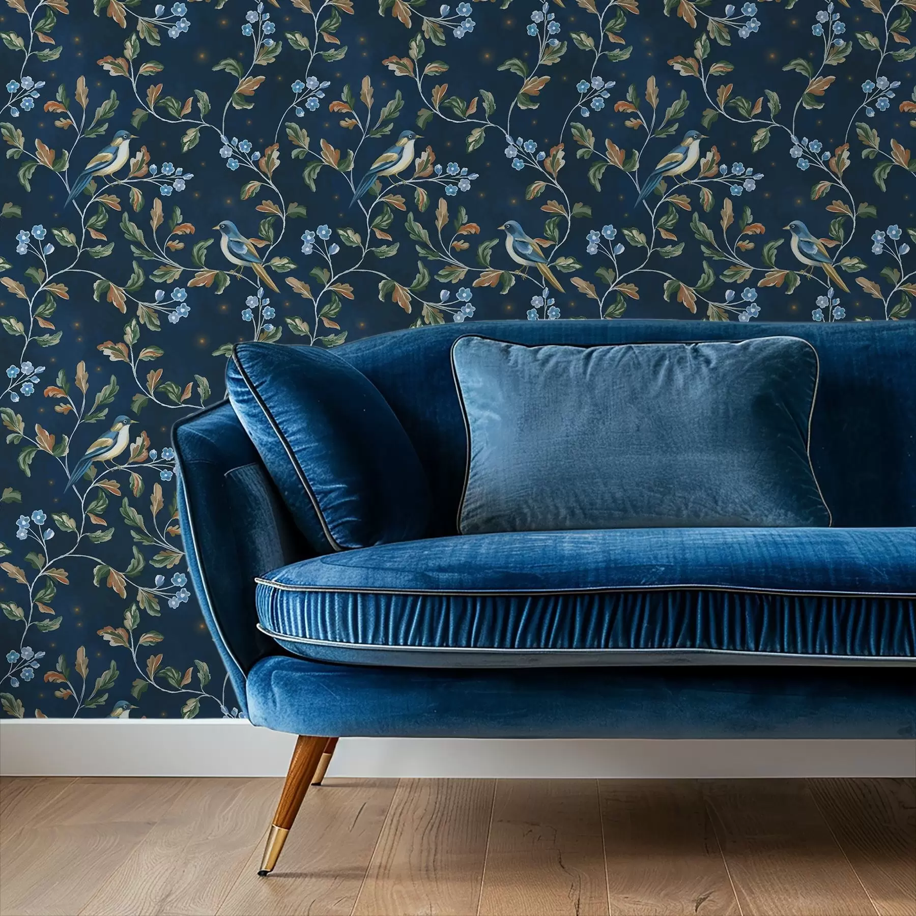 stenske poslikave Prsi na vejah, nočno modro ozadje z iskrami a00858