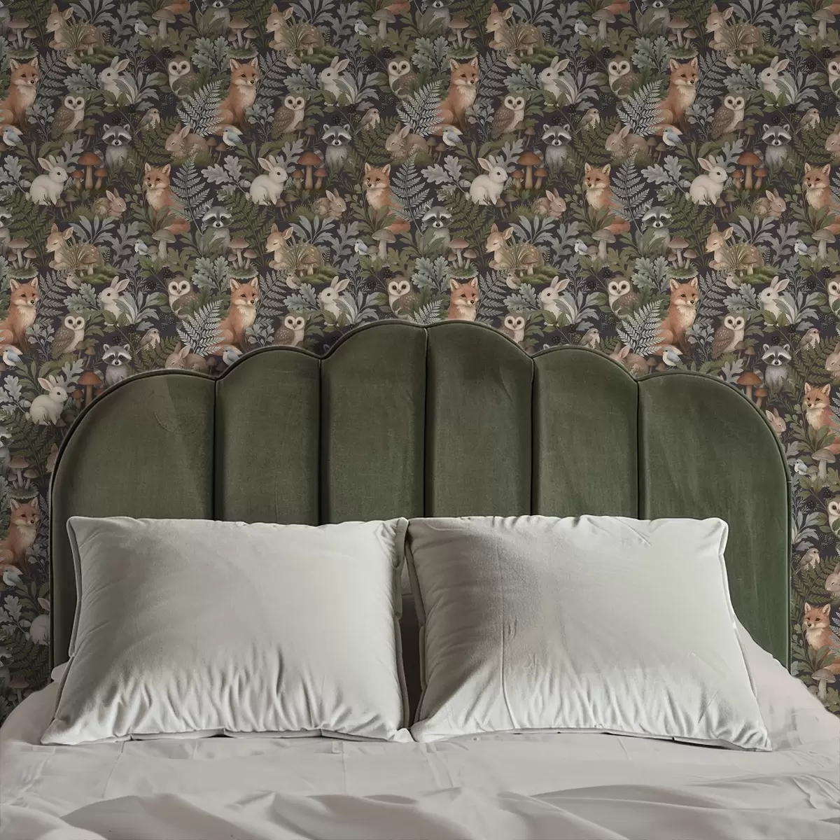 stenske poslikave Gozdne živali in praproti na temnem oglju a00880