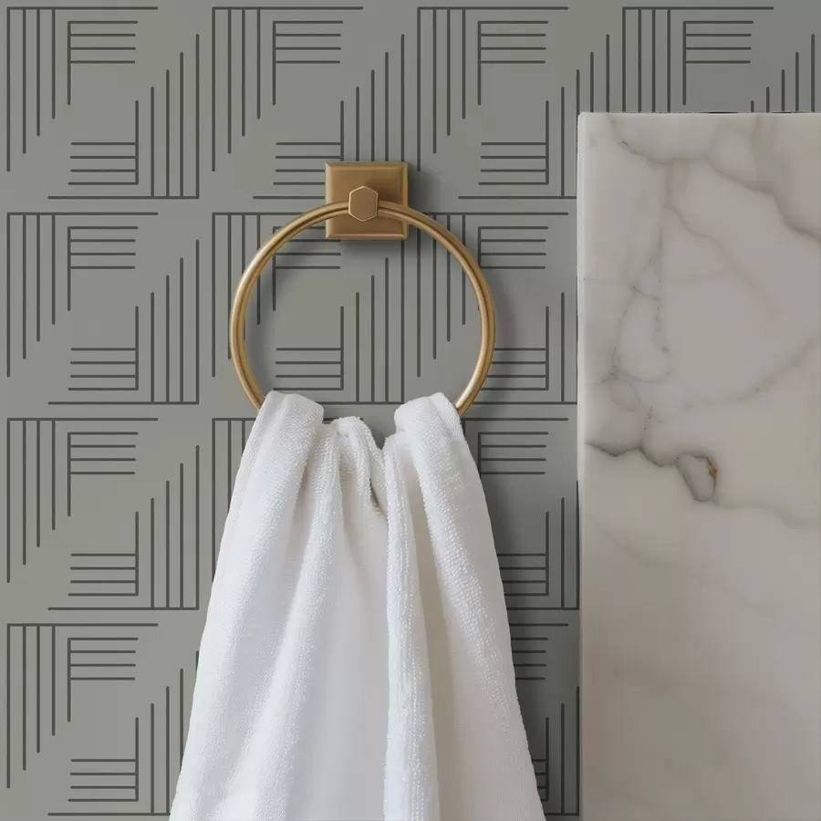 stenske poslikave Linearni kotni bloki, ki tvorijo kvadrate v topli sivi barvi a00907