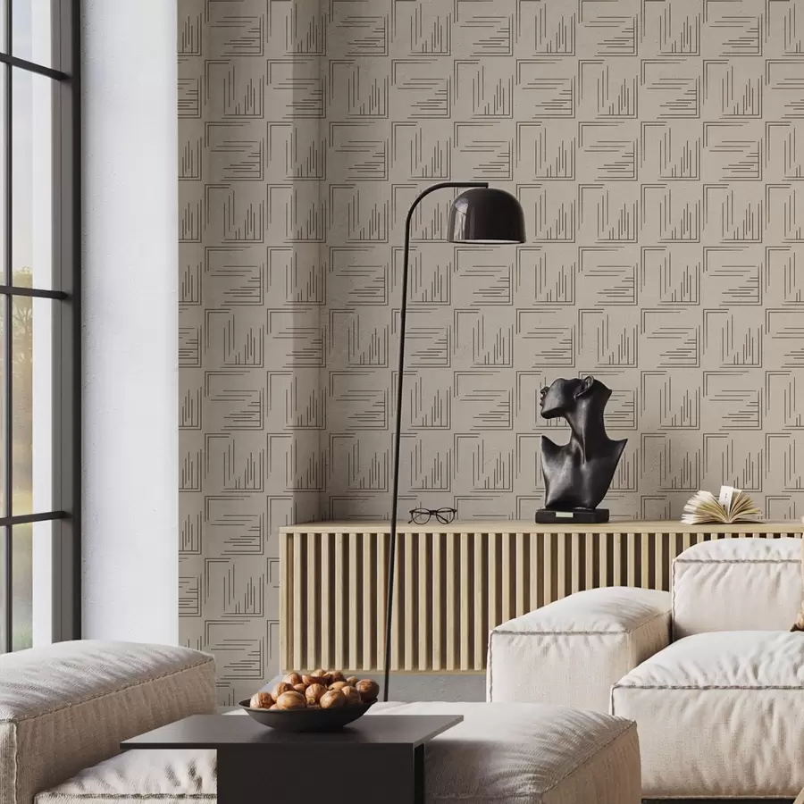 stenske poslikave Veliki kvadratni kotički iz kakava z raznolikimi linijskimi polnitvami, pesek a00913