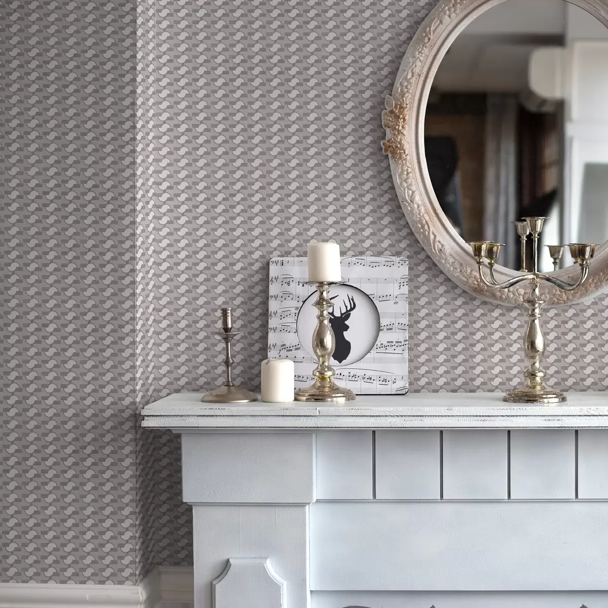 stenske poslikave Svetlo vijolične modularne ploščice s povezanimi polkrogi a00915