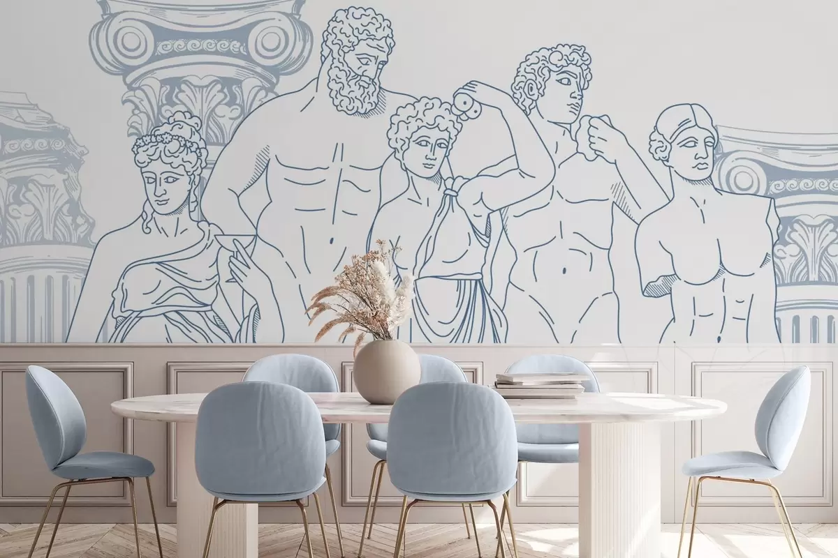 stenske poslikave Stari ljudje in stebri w04865