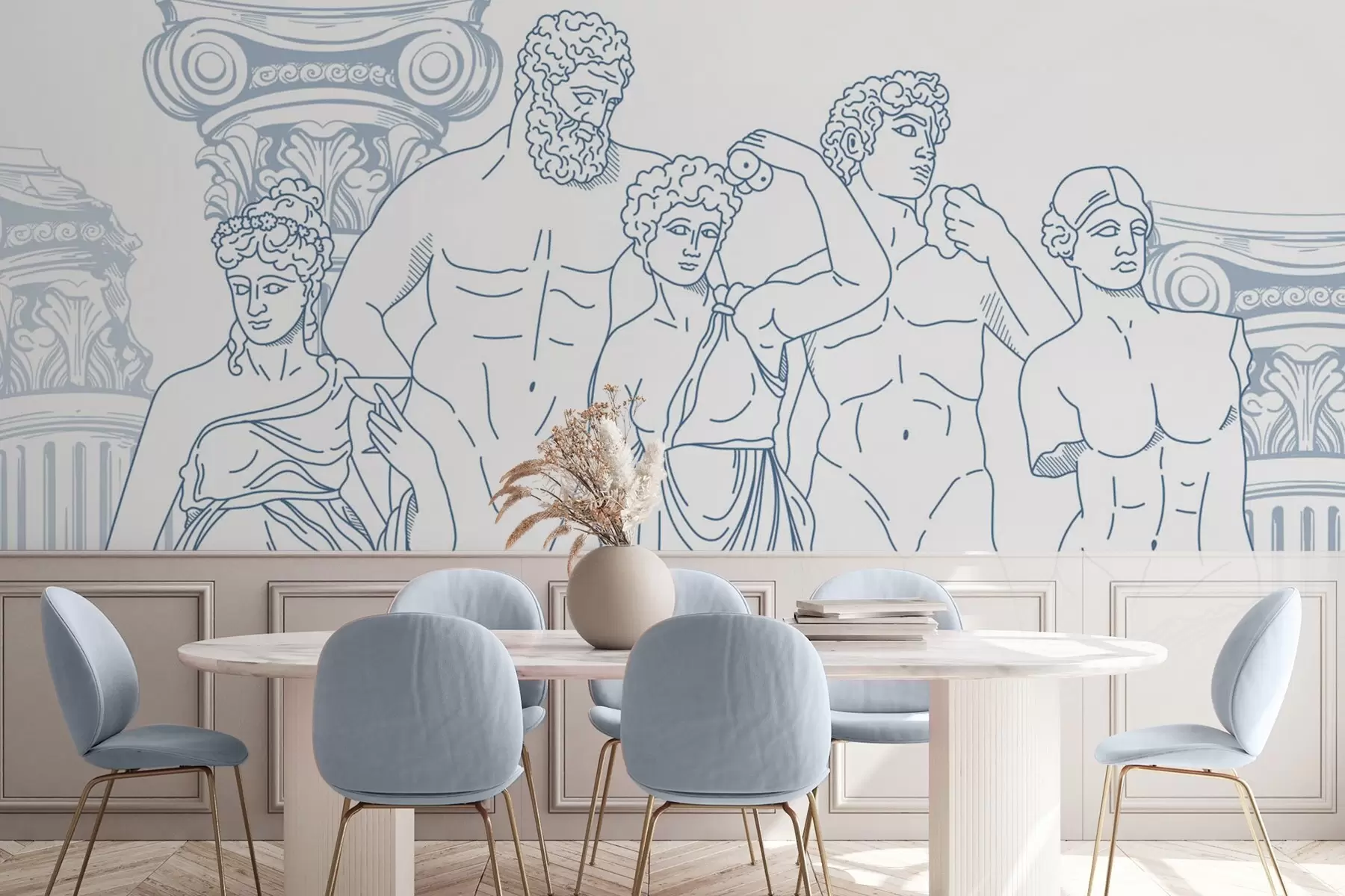 stenske poslikave Stari ljudje in stebri w04865