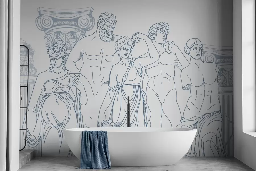 stenske poslikave Stari ljudje in stebri w04865