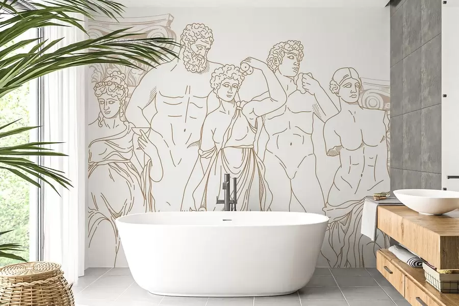 stenske poslikave Stari ljudje in stebri w04865v1