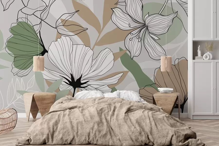 stenske poslikave Abstraktne rastline in cvetje w04898v2