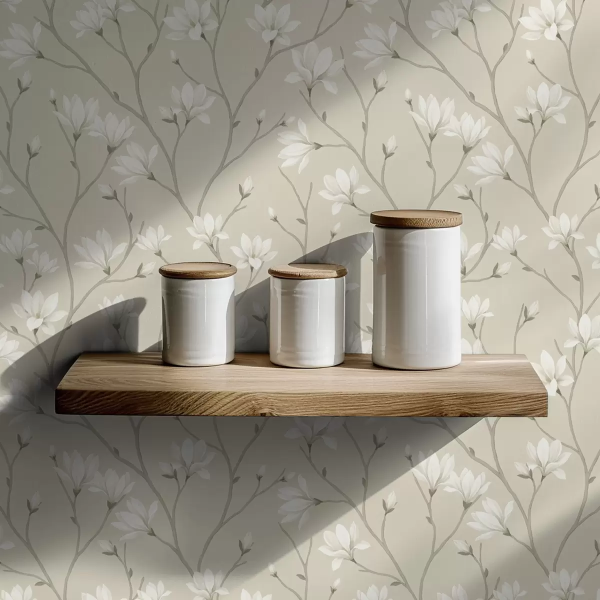 Ozadje Svetle magnolije na vitkih bež barvnih vejah a00890