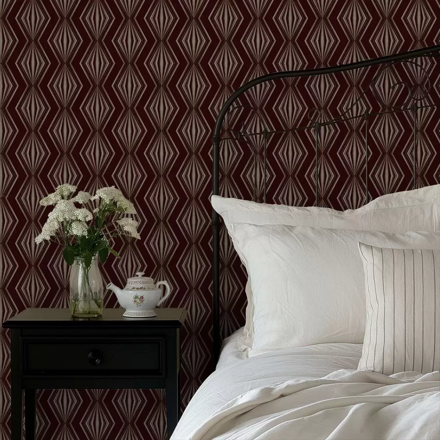 stenske poslikave Diamantni geometrijski vzorec na vinsko rjavem ozadju a00925v1