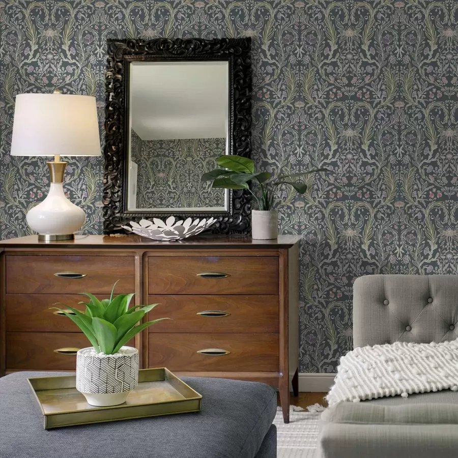 stenske poslikave Enak ornament na hladnem sivo-modrem ozadju a00928v1