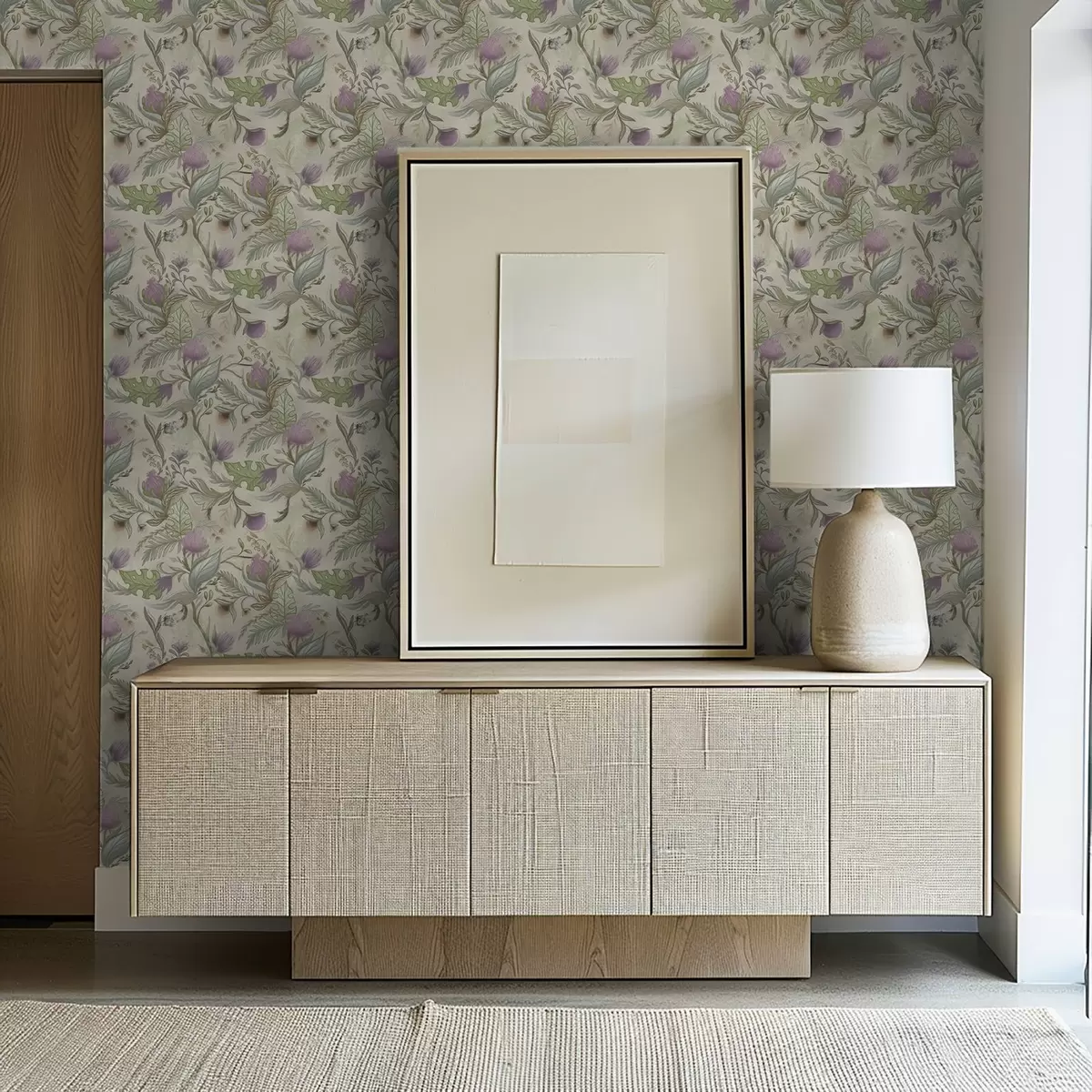 Ozadje Lilac buds and soft greenery on a cream background a00930v2