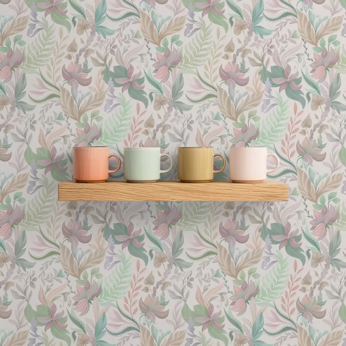 Ozadje Nežne pastelne cvetlice in listi na svetlem ozadju a00931