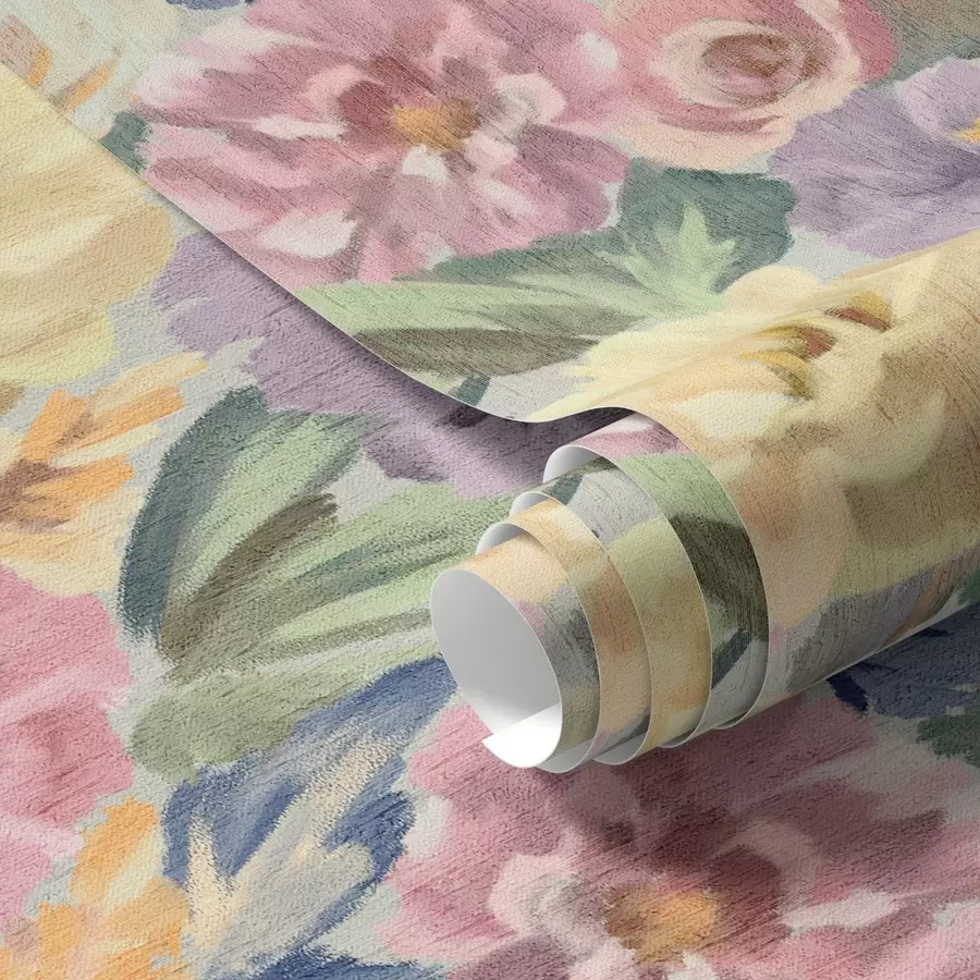 stenske poslikave Pastelno zamegljene cvetlice, mehka barvna paleta a00954