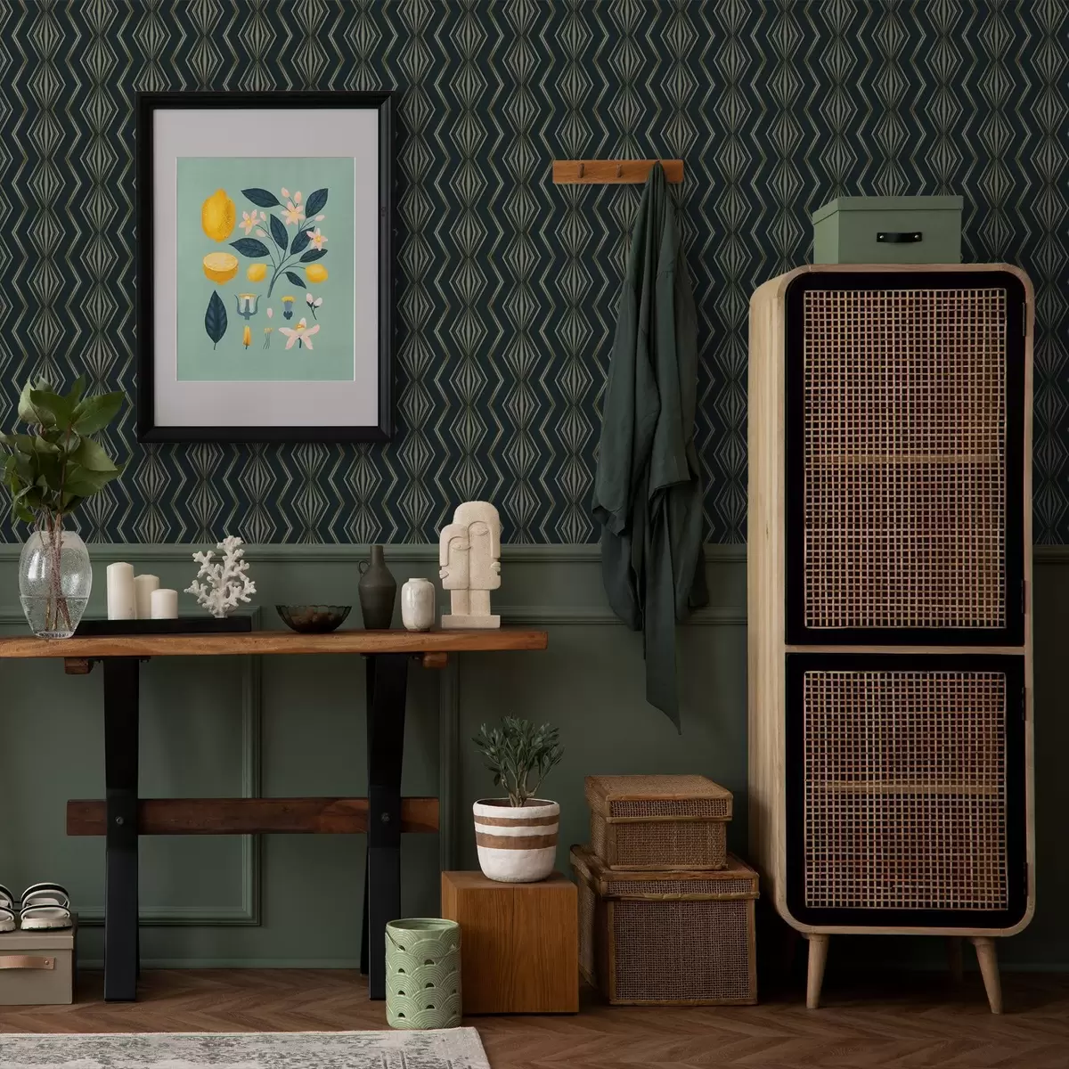 Ozadje Temno modrozelen geometrijski vzorec v obliki diamanta a00973v1