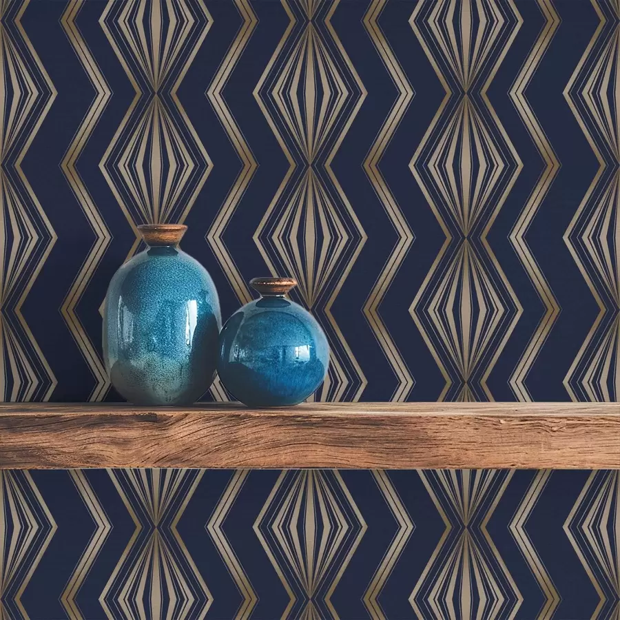 stenske poslikave Temno modri geometrijski vzorec v obliki diamanta a00973