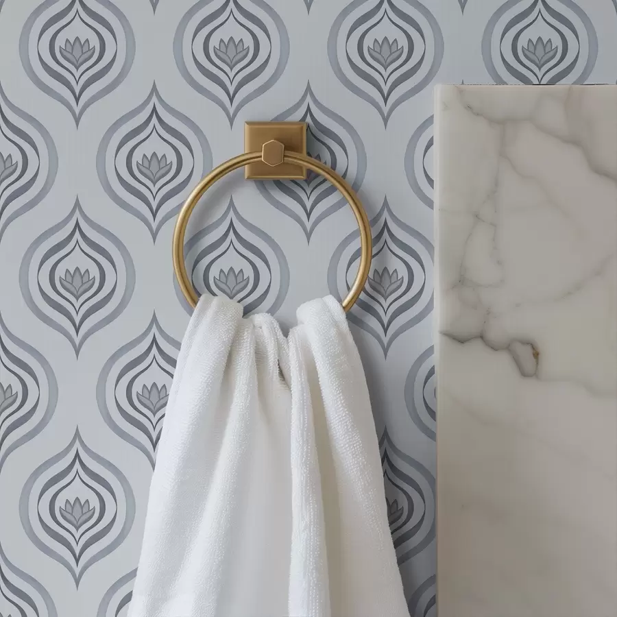 stenske poslikave Kul motiv kapljice s cvetom v sivo-modrih odtenkih a00977v3