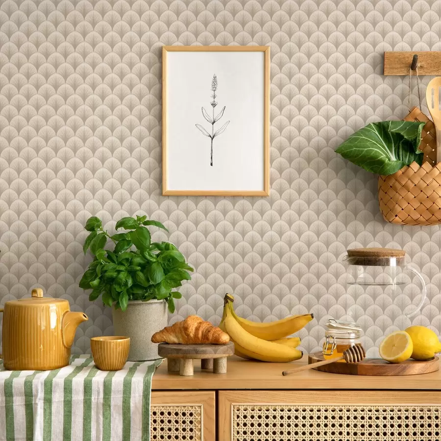 stenske poslikave Bež oboki z drobnimi žarki na svetlem ozadju a00978