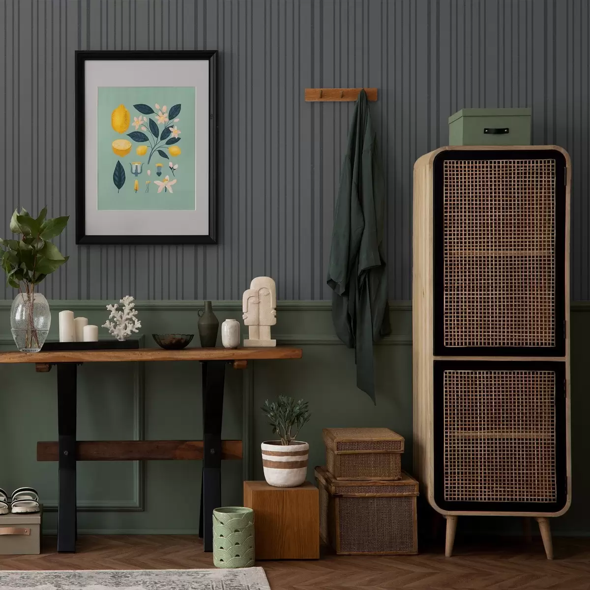 Ozadje Temno sivo ozadje z navpičnimi teksturiranimi črtami a00979v1